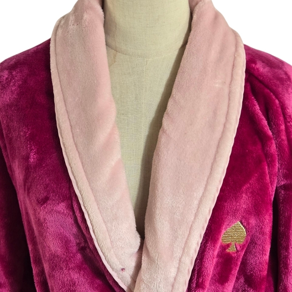 Kate Spade Pink Fluffy Short Logo Bathrobe - Picture 2 of 7